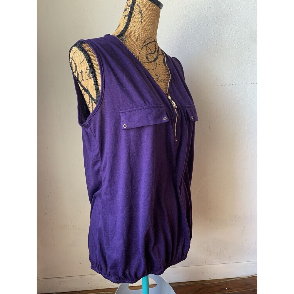 Parallel Skies Sleeveless Y2K Eva Mendez Style 1/2 Zip Front Purple Top Size XL